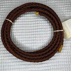 Vintage 4 Yds Brown Braided Leather Upholstery Cord 3/8”